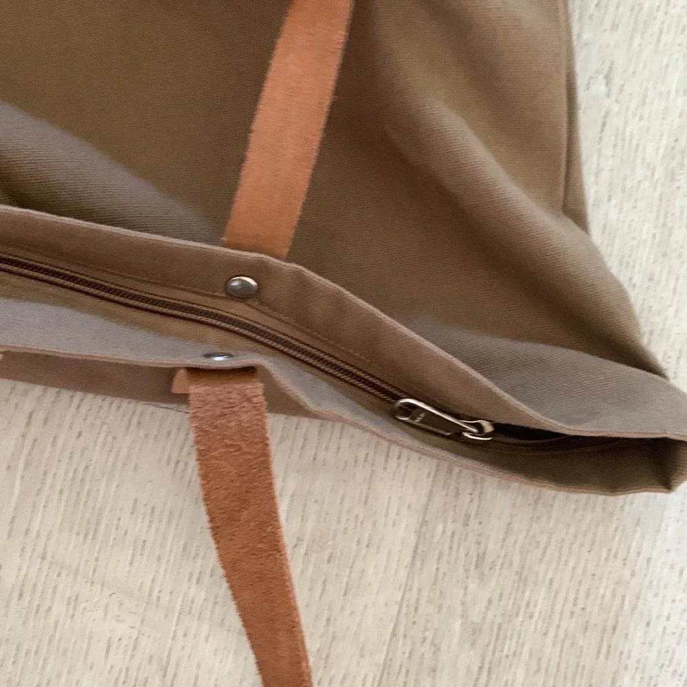 HEJ‎ tote bag leather handles canvas bohemian shopping beach travel shoulder